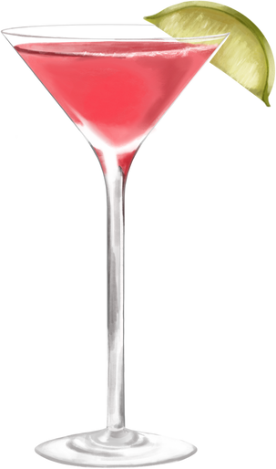 Cosmopolitan Pink Cocktail in Martini and Lime